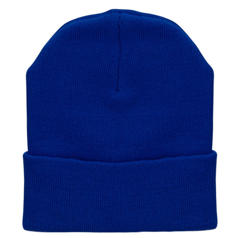 12 Inch Solid Knit Cuff Long Beanie Made in USA