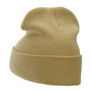 12 Inch Solid Knit Cuff Long Beanie Made in USA