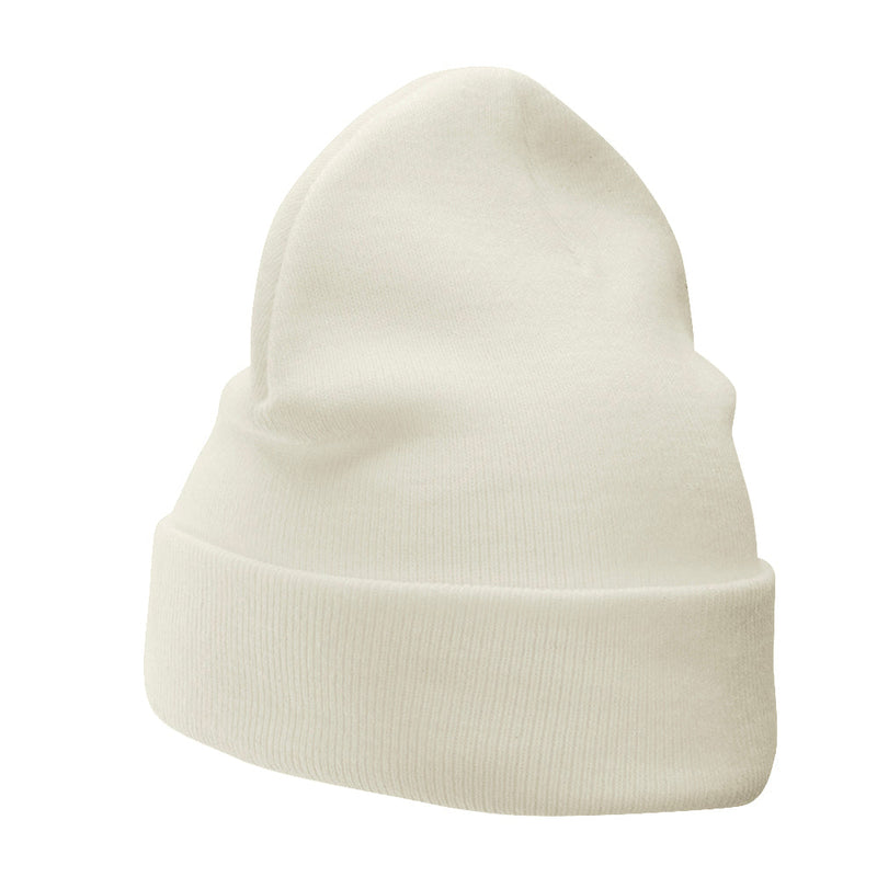 12 Inch Solid Knit Cuff Long Beanie Made in USA