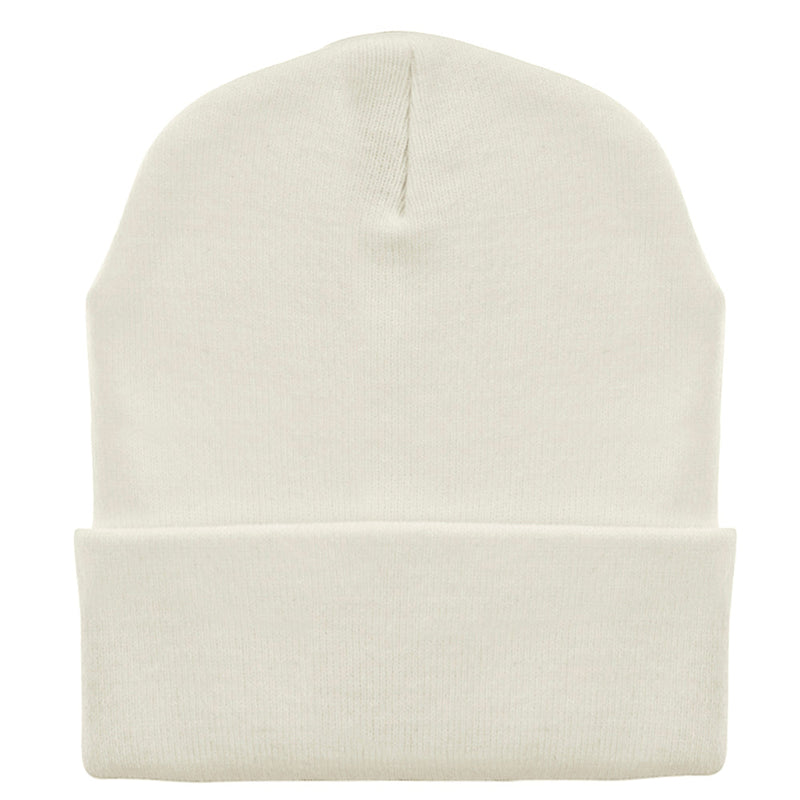12 Inch Solid Knit Cuff Long Beanie Made in USA