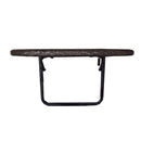 Brown Wicker Foldable Patio Balcony Table with Adjustable Clamps