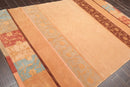 6' x 9' Hand Knotted Superfine Wool & Silk Tibetan Modern Area Rug Tan