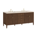 James Martin Myrrin 72" Double Bathroom Vanity, Mid-Century Walnut