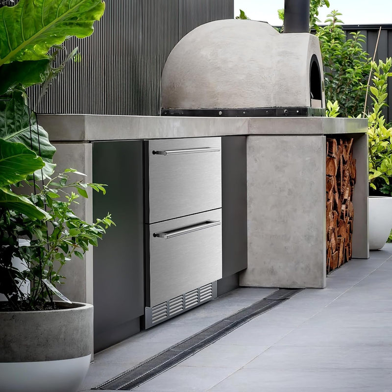 Under Counter Refrigerator, 24 Inch Double Drawer Beverage Fridge F58145