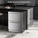 Under Counter Refrigerator, 24 Inch Double Drawer Beverage Fridge F58145 by Kismile
