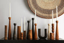 Totem Pine Wood Taper Candlestick Holder