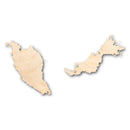 Unfinished Wood Malaysia Shape 2 Pieces - Country - Craft - up to 46" DIY