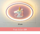 GobekUsa Cartoon Kids Ceiling Lights Remote Control Chandelier 56W Blue Pink 220V