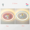 GobekUsa Cartoon Kids Ceiling Lights Remote Control Chandelier 56W Blue Pink 220V