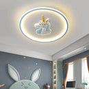 GobekUsa Cartoon Kids Ceiling Lights Remote Control Chandelier 56W Blue Pink 220V