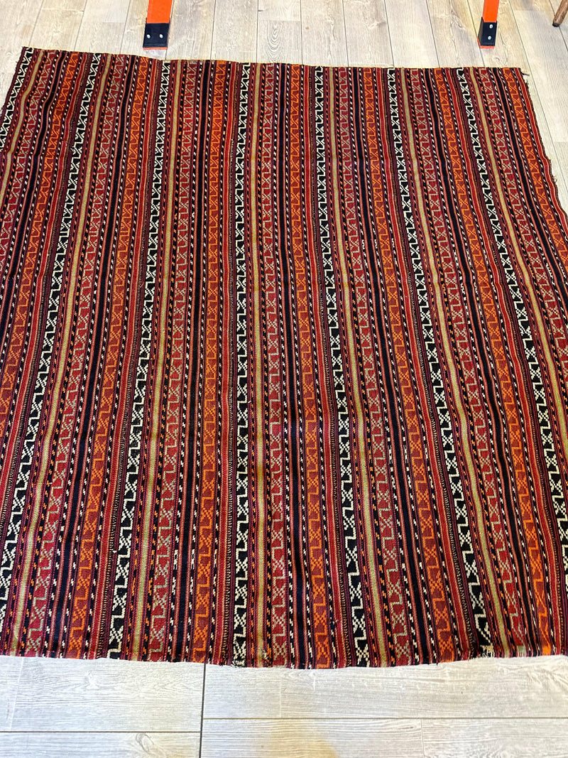 UNIQUE Antique Square Azerbijani Shahsavan Jajim Rug 6’4” x 6’8”