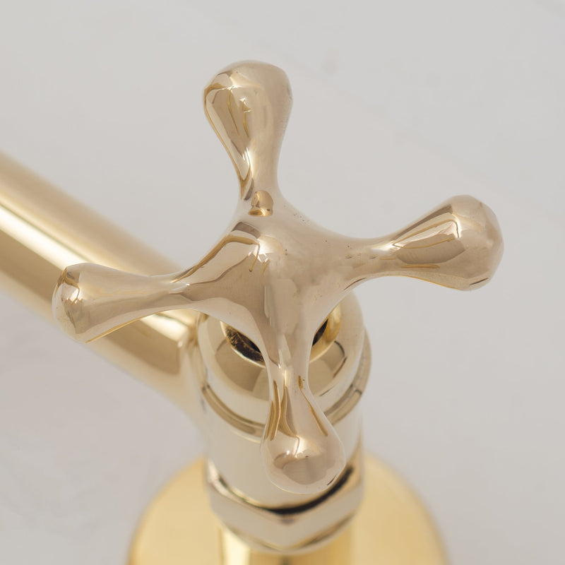 Unlacquered Brass Bridge Faucet, Kitchen Sink Faucet, Simple Cross Handles