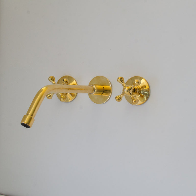 Unlacquered Brass Faucet- Wall Mount Bathroom Sink Faucet