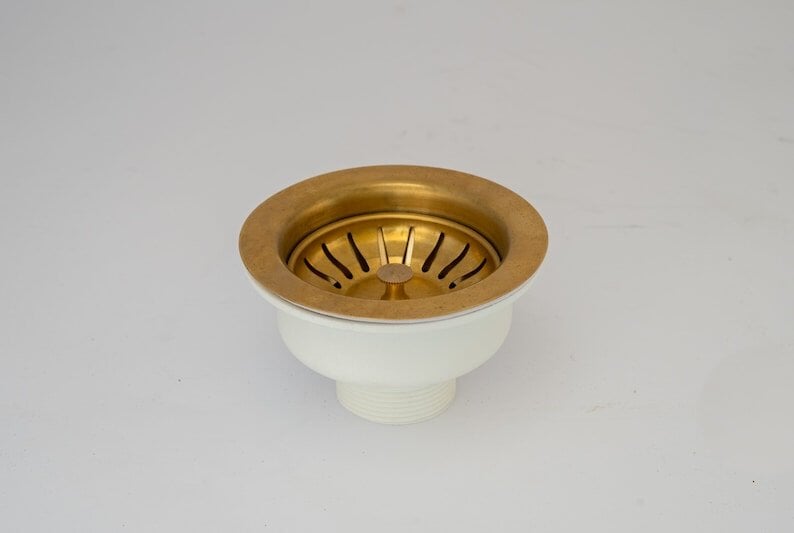 Unlacquered Brass Kitchen Sink Strainer, Sink Waste, Strainer Basket, Drain Cover & Basket Strainer