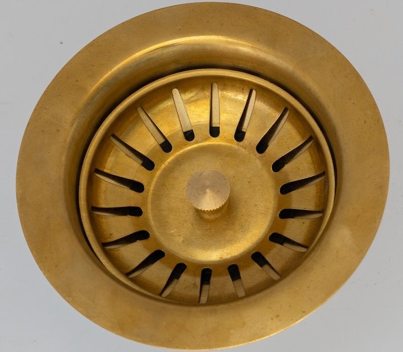 Unlacquered Brass Kitchen Sink Strainer, Sink Waste, Strainer Basket, Drain Cover & Basket Strainer