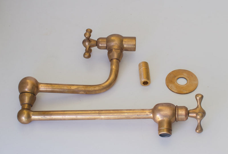 Unlacquered Brass Pot Filler,  Aged Brass Faucet, Stove Faucet