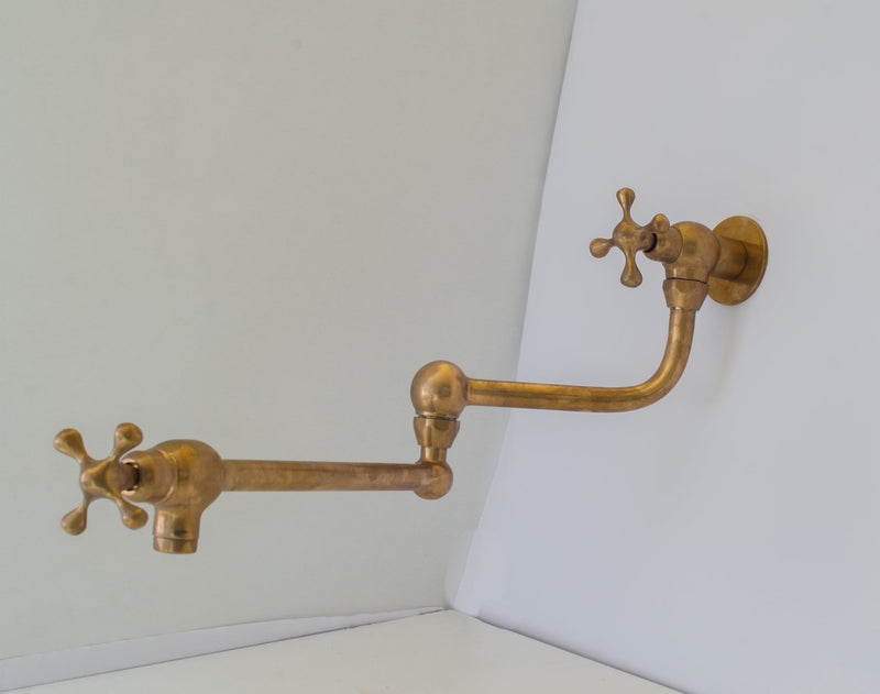 Unlacquered Brass Pot Filler,  Aged Brass Faucet, Stove Faucet