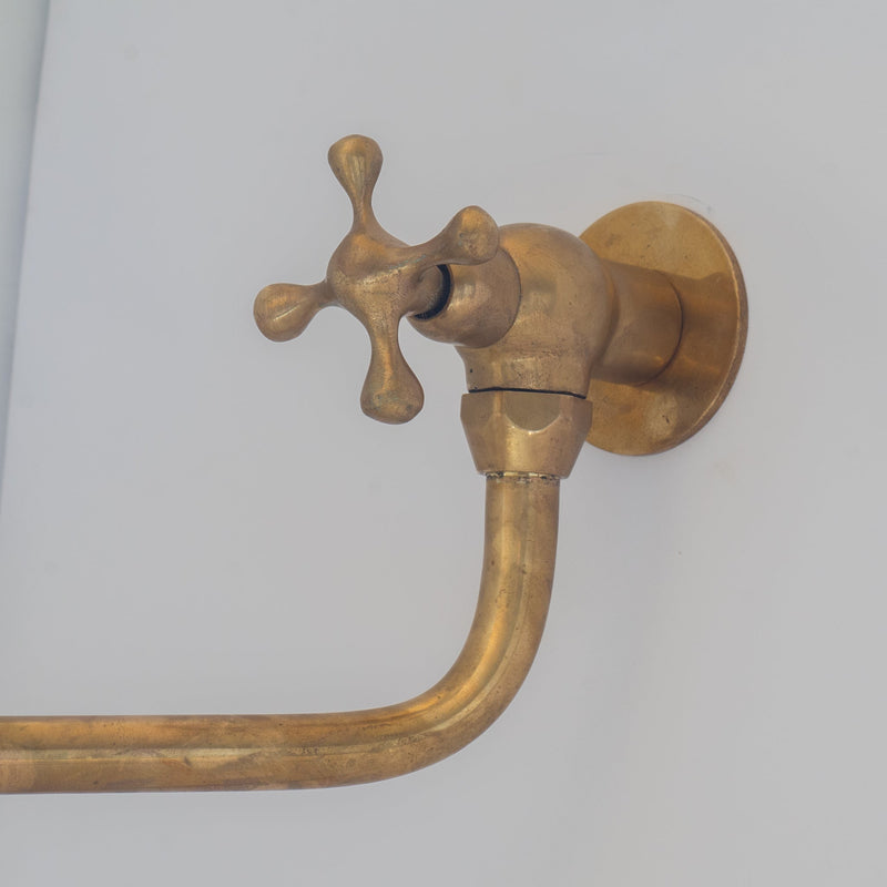 Unlacquered Brass Pot Filler,  Aged Brass Faucet, Stove Faucet