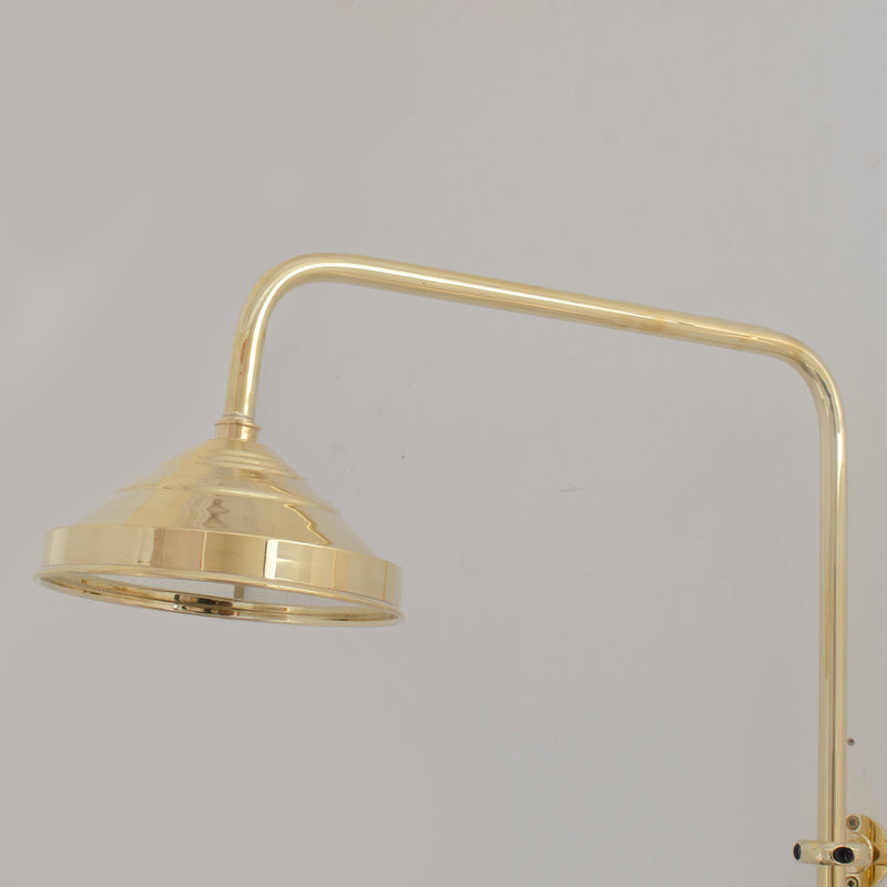 Unlacquered Brass Shower System - Tub Filler Exposed Pipe Rain Shower and Handheld