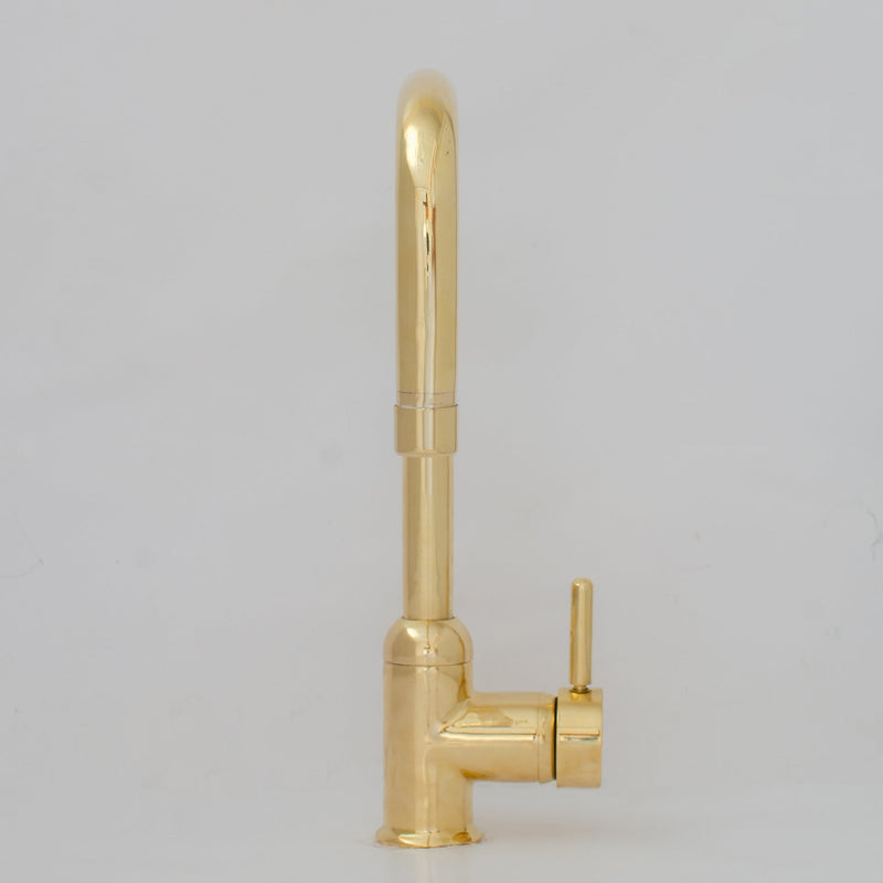 Unlacquered Brass Single Hole Kitchen Mixer Tap, Brass Single Handle Island Faucet