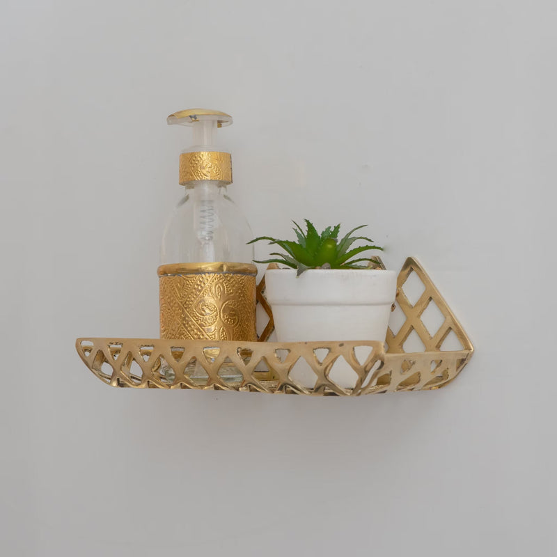 Unlacquered Brass Wall Shelf for Shower, Hand crafted Shelf, Grid Shelf, Bathroom Shelf