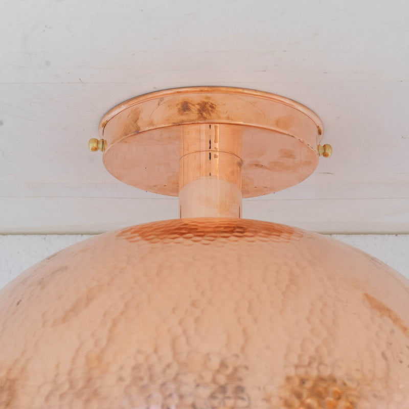 Unlacquered Copper Ceiling Light, Hammered Copper Flush Mount Light, Copper Ceiling Pendant