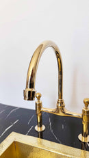Vintage Unlacquered Brass Bridge faucet 8"