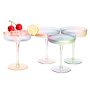 Ribbed Coupe Cocktail Glasses 8 oz | Set of 4 (Iridescent)