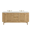 James Martin Laurent 72" Dual Mount Double Bathroom Vanity, Light Natural Oak