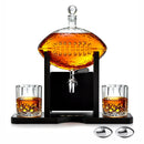 Football Decanter with 2 Whiskey & Wine Glasses & Chillers