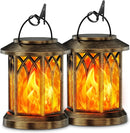 GobekUsa Upgraded Flickering Flame Solar Lanterns - 2 Pack