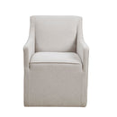 Upholstered Dining Chair with Casters and Padded Arms