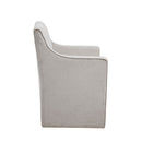 Upholstered Dining Chair with Casters and Padded Arms