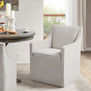 Upholstered Dining Chair with Casters and Padded Arms