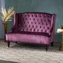 Nurturing Upholstered Loveseat With Wing Back And Diamond Tufting