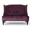 Nurturing Upholstered Loveseat With Wing Back And Diamond Tufting