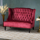 Nurturing Upholstered Loveseat With Wing Back And Diamond Tufting