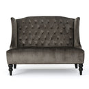 Nurturing Upholstered Loveseat With Wing Back And Diamond Tufting