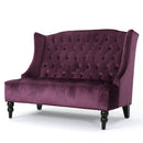 Nurturing Upholstered Loveseat With Wing Back And Diamond Tufting