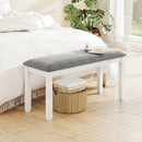 Upholstered Bedroom Bench with Padded Seat and Solid Wood Legs-Gray by LJGDeals