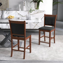 Upholstered Counter Stool Set of 2 with Solid Rubber Wood Frame-Brown by LJGDeals