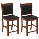 Upholstered Counter Stool Set of 2 with Solid Rubber Wood Frame-Brown by LJGDeals