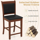 Upholstered Counter Stool Set of 2 with Solid Rubber Wood Frame-Brown by DirectDeals