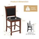 Upholstered Counter Stool Set of 2 with Solid Rubber Wood Frame-Brown by DirectDeals
