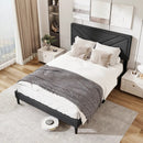 Upholstered Platform Bed with Tufted Headboard and Wooden Slats by LJGDeals