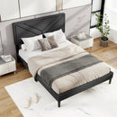 Upholstered Platform Bed with Tufted Headboard and Wooden Slats by LJGDeals