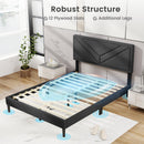 Upholstered Platform Bed with Tufted Headboard and Wooden Slats-Full Size