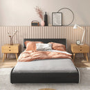 Upholstered Platform Bed Frame Low Profile Faux Leather with Curved Headboard by LJGDeals