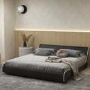Upholstered Platform Bed Frame Low Profile Faux Leather with Curved Headboard by LJGDeals