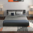 Upholstered Platform Bed Frame Low Profile Faux Leather with Curved Headboard by LJGDeals